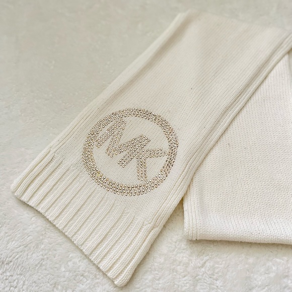 Michael Kors Cream with Bronze Gold Rhinestones Scarf - Picture 2 of 5